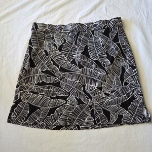 Rafaella Black Skort with White Leaf Print, Size S